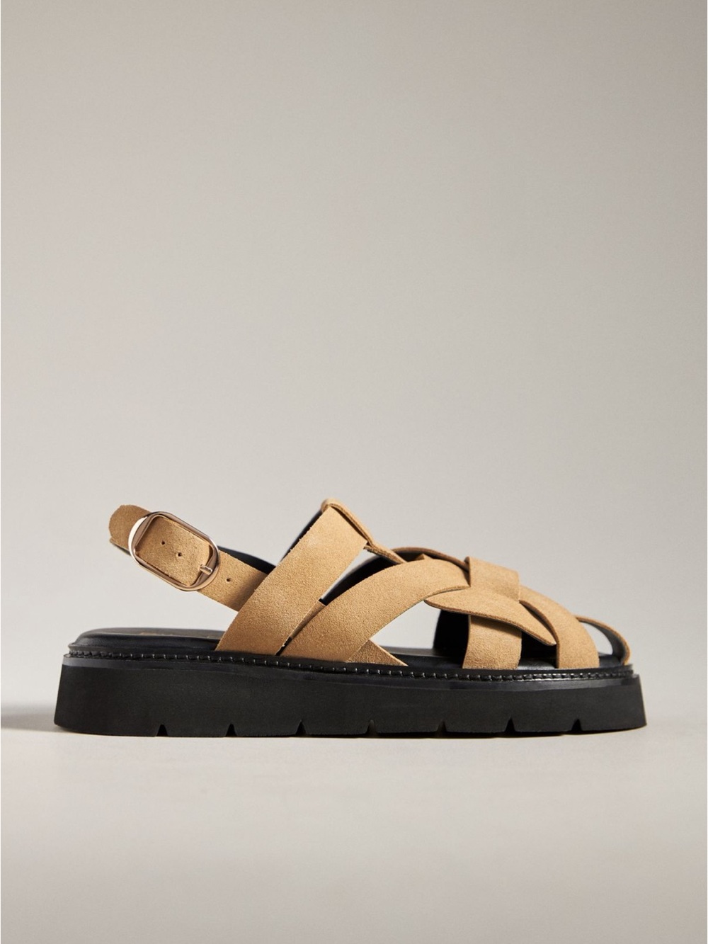 NEW Anthropologie Pilcro Flatform Fisherman Sandals, size 41/US 10 Womens, Taupe - Picture 2 of 6